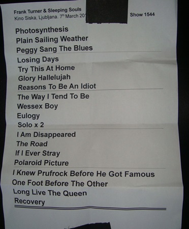 [ Setlista Frank Turner & The Sleeping Souls ]